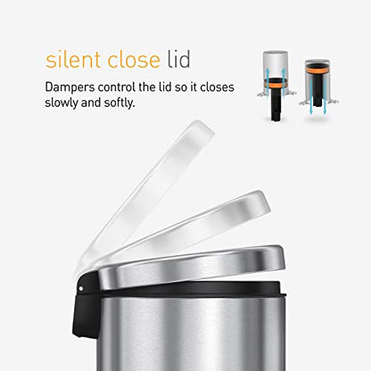 simplehuman 4.5 Liter Bathroom Trash Can, White Steel, Pack of 6 - color: White, size: 4.5 Liter / 1.2 Gallon (Pack of 6)