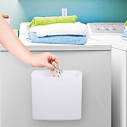 Picowe Magnetic Laundry Storage, 2 Pack Lint Holder Bin for Laundry Room, Space-Saving Trash Container Hanging on Dryer, Washer or Wall Mount Trash Bin (Gray White) - size: L+ M - White