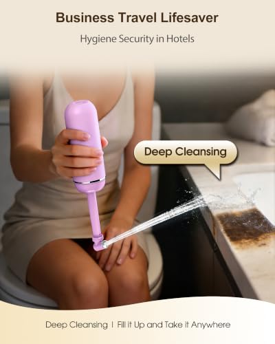Portable Bidet for Travel & Camping - Manual Squeeze Peri Bottle Handheld | 3 Leak-Proof Seals | BPA-Free | Feminine Hygiene Care Postpartum | Extendable Sprayer with Nozzle for Men&Women-Light Purple - color: Light Purple