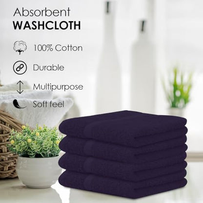 Avalon Towels Plum Washcloths Bulk Pack of 36 (12x12 inches) - 100% Cotton Washcloths & Face Towels - Highly Absorbent & Soft Wash Cloths for Showering, Wash Rags for Body & Face Cloths - color: Plum