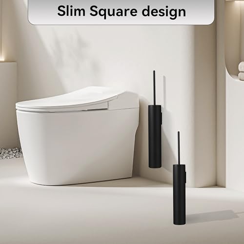 Wall Mounted Matte BlackToilet Brush with Holder,Durable Cleaning Toilet Bowl Brushes with Holders - color: Matte Black