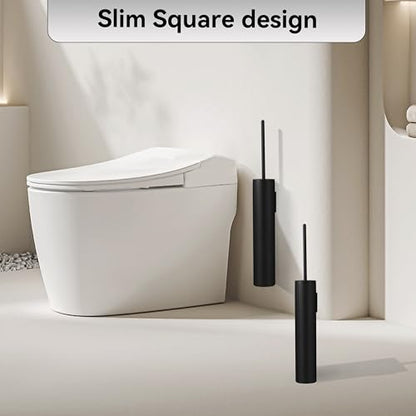 Wall Mounted Matte BlackToilet Brush with Holder,Durable Cleaning Toilet Bowl Brushes with Holders - color: Matte Black