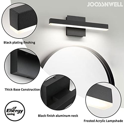 Joossnwell LED Bathroom Vanity Lighting Fixture Modern Bath Light Bar 15.75inch Black Wall Sconce 12W 4000K - color: Black-Not Dimmable, size: 15.7"Long-4000K