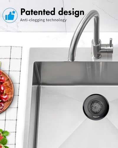 Kitchen Sink Drain Strainer,Patented Reversible Chain Mesh Basket,Black | Kitchen Sink Accessories,Easy Clean,Fast Drainage,304 Stainless Steel Rust-Proof,4.4" Large Capacity Food Catcher,Anti-Clog - color: Dark Strainer