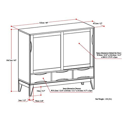 SIMPLIHOME Lowry 39" Acacia Wood Cabinet in Distressed Golden Wheat - color: White, size: 48 inch