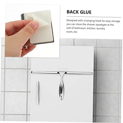 Stainless Steel Shower Squeegee Adhesive Hook 14-Inch Blade Window Cleaner for Shower Glass Doors Car Windows and Bathroom Use