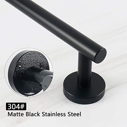 NearMoon Bath Towel Bar, Thicken Stainless Steel Shower Towel Rack Holder Wall Mounted for Bathroom, 12-lnch Overall Length-10-lnch Usable Hanging Space (1 Pack, Matte Black) - color: Matte Black, size: 12 Inch