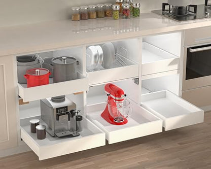 MyLifeUNIT Wood Pull Out Drawer for Cabinet Fully Assembled, 20" W x 21" D | Soft Close, Full Extension Pull-Out Cabinet Organizer Shelf, Slide Out Drawer for Kitchen Cabinet, Easy Bottom Installation - size: 20"W x 21"D x 4.3"H