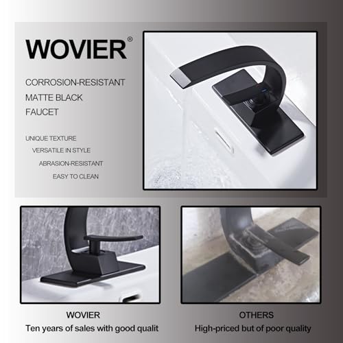 Matte Black Bathroom Sink Faucet, Unique Design and Pop Up Drain - color: Matte Black