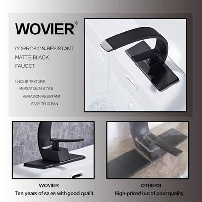 Matte Black Bathroom Sink Faucet, Unique Design and Pop Up Drain - color: Matte Black