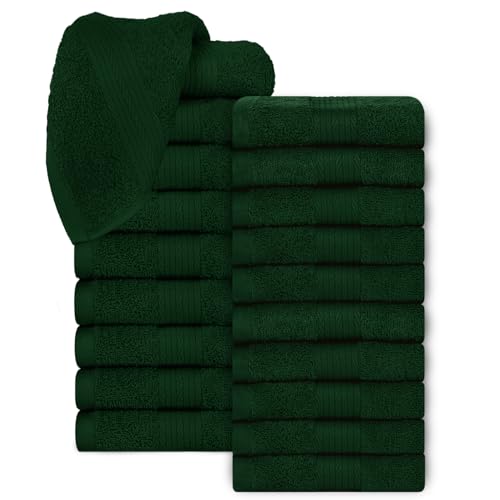 100% Cotton Washcloths 12x12 Inches, 600 GSM, Soft & Absorbent, Durable, Set of 20, Green - color: Green, size: Washcloth Set of 20