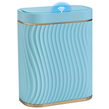 Ogikey Bathroom Small Trash Can with Automatic Touchless Lid, 2.6 Gallon Smart Garbage Can Narrow Waterproof Trash Bin for Bedroom, Office, Living Room - color: 2.6 gallon-Sky blue