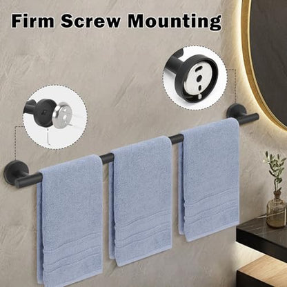 Livabber Bath Towel Bar, 304 Stainless Steel Towel Rack, Heavy Duty Towel Holder Wall Mounted for Bathroom/Kitchen, Usable Hanging Length-30 Inch, Total Length-33 Inch (Black) - color: Black, size: 33 Inch