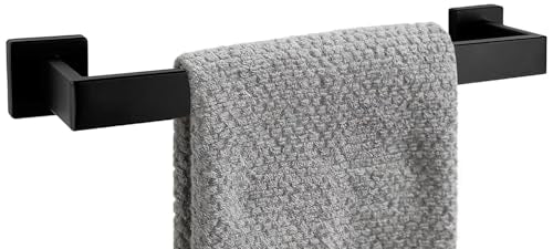 16 Inch Bathroom Towel Bar SUS304 Stainless Steel Matte Black Towel Holder Wall Mounted Heavy Duty Towel Rack Bathroom Towel Rod Modern Square Base Design(1, Matte Black, 16 Inch) - color: Matte Black, size: 16 Inch
