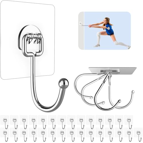 30 Pack Large Adhesive Hooks for Hanging Heavy Duty 44 lb(Max) | Self Adhesive Sticky Hooks Waterproof Stainless Steel Wall Hook for Home Bathroom Shower Kitchen Outdoor Utility Hooks - size: Large Hooks - 30 Pcs
