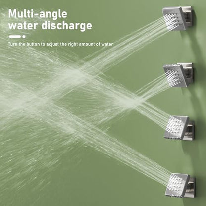 Shower Body Spray Jets with On Off Switch Adjustable Flow Showerhead Body Sprays Wall Mount Massage Spa Jet,Brushed Nickel,Flow control and 360° rotation - color: Square-Brushed Nickel
