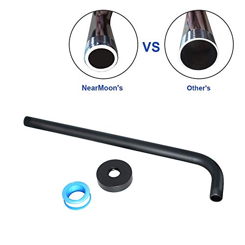 NearMoon Square Rain Shower Head With Extension Arm, Large Stainless Steel Rainfall Shower-Waterfall Full Body Coverage (16 Inch, Matte Black) - color: Matte Black, size: 16 Inch