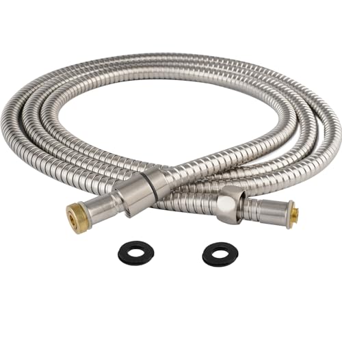 Hibbent All Metal Shower Hose, 90 Inch Stainless Steel Extra Long Bathroom Shower Hose Replacement, Anti-Twist Flexible Handheld Shower Head Hose Extension with Brass Insert & Nut, Brushed Nickel - color: Brushed Nickel, size: 90 Inch