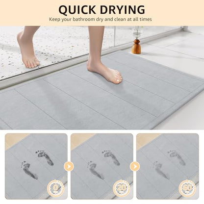 Yolife 32"x 20" Stone Bath Mat Large, Diatomaceous Earth Bath Mat for Bathroom, Super Absorbent Quick Drying Stone Shower Mat, Non-Slip Natural Diatomite Bathroom Floor Mat, Easy to Clean (Light Grey) - color: Light Grey