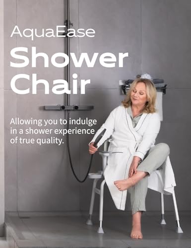 U-Shaped Shower Chair, Modular Arms & Back, 300 lb, Blue | Soft EVA padding, adjustable height, non-slip feet, tool-free setup, and a warm home-friendly look - color: Blue