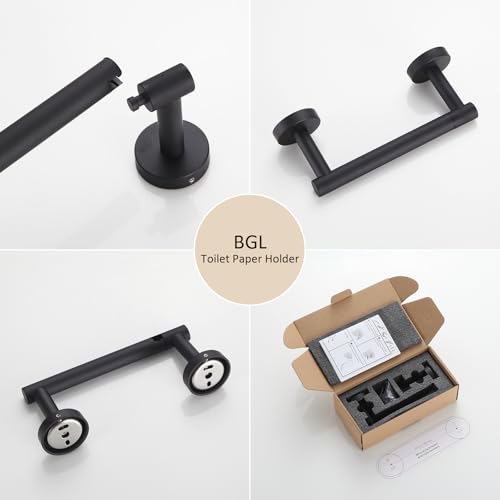 BGL Toilet Paper Holder Black Wall Mount, Bathroom Toilet Paper Holder Matte Black SUS 304 Stainless Steel, Double Post Pivoting Toilet Paper Roll Holder for Bathroom RV - color: Matte Black