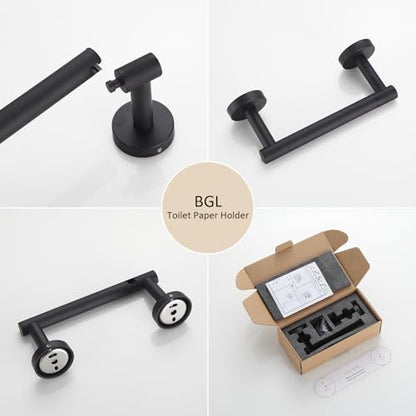 BGL Toilet Paper Holder Black Wall Mount, Bathroom Toilet Paper Holder Matte Black SUS 304 Stainless Steel, Double Post Pivoting Toilet Paper Roll Holder for Bathroom RV - color: Matte Black