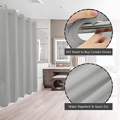River Dream No Hook Hotel Cloth Grey Shower Curtain Soft Microfiber & Waterproof - Fabric Shower Curtain or Liner, Washable & Bottom Magnets, Gray, 71x74 - color: Grey, size: 71"W x 74"L (Pack of 1)