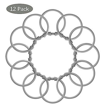 Grey Shower Curtain Hooks Rings, 12 Pcs Circular Plastic Shower Curtain Rings for Bathroom, Plastic Shower Curtain Hooks for Shower Curtain Rod, Shower Hooks Rings for Shower Curtain - color: Grey
