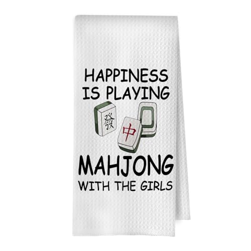 Mahjong Gifts Dish Towels - Mahjong Waffle Weave Kitchen Towels, Mah Jong Decorative Hand Tea Towel, Hostess Gifts, 16×24 Inches - color: Mahjong- 01