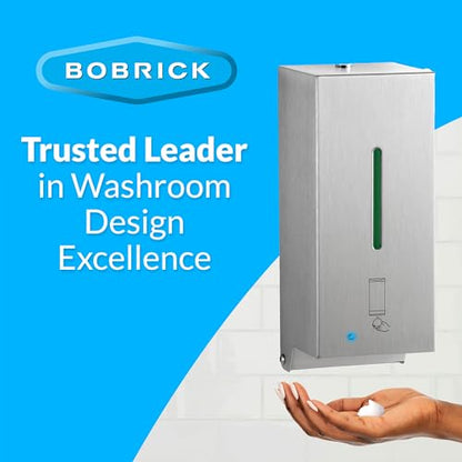 BOBRICK 2013 Stainless Steel Automatic Wall-Mounted Foam Soap Dispenser, Satin Finish, 27-FL oz. 4-1/4” W, 10-17/32” H, 4-7/32” D - style: Foam