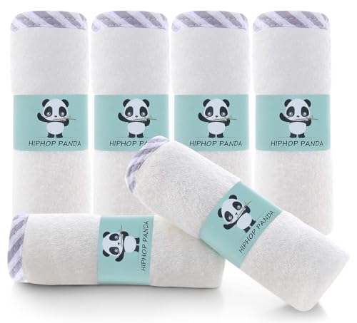 HIPHOP PANDA Ultra Soft Baby Washcloths, 2-Layer Absorbent Wash Cloths | Reusable Newborn Wipes for Delicate Skin | Rayon Made from Bamboo Towel Face Body | Registry Ready | 6 Pack Gray Stripe - color: Gray Stripe, size: 10x10 Inch - 6 Pack