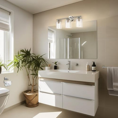 Globe Electric 5-Piece All-in-One Brushed Nickel Bathroom Accessory Set with 23" 3-Light Vanity Light and Clear Frosted Glass Shades - color: Brushed Nickel