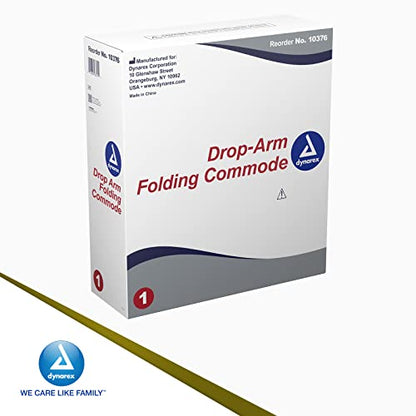 Dynarex Drop-Arm Folding Commode is a 3 in 1 Portable Toilet with Drop Arms for Increased User Safety, Use Free Standing, Grey, 1 Drop-Arm Folding Commode - size: Drop-Arm