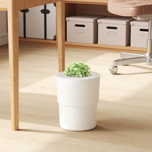 Lifewit 2.6 gal Dog Proof Trash Can with Pop-Up Lid | Small Hidden Garbage Can with Decorative Faux Plant, Plastic Waste Basket for Bedroom, Office, Living Room, Kitchen, Bathroom