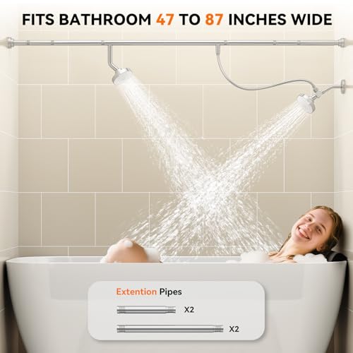 Dual Shower Head for Couples, Double Showerheads (Chrome) | High Pressure, Two Showerhead System Fit 2 Person People, Birthday Gifts for Women Men, Spa-Like, Segmented Design - color: Chrome