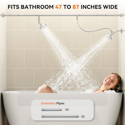 Dual Shower Head for Couples, Double Showerheads (Chrome) | High Pressure, Two Showerhead System Fit 2 Person People, Birthday Gifts for Women Men, Spa-Like, Segmented Design - color: Chrome