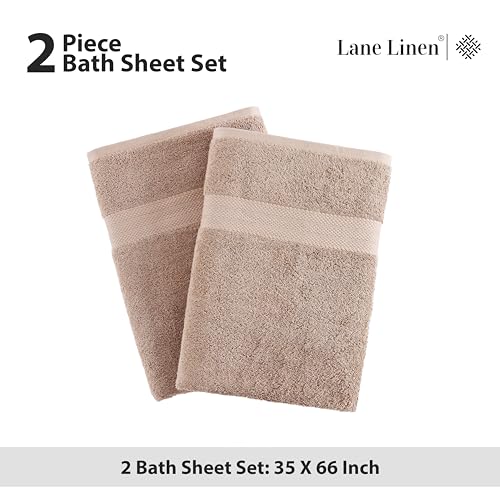 LANE LINEN Large Bath Sheet Set Oversized Soft Absorbent Quick Dry - Taupe | Bath Sheets Set - OEKO-TEX Certified, Ring-Spun Durability, Generously Sized, Oversized & Roomy, Lightweight & Breathable - color: 08: Taupe, size: 2 Piece Bath Sheets