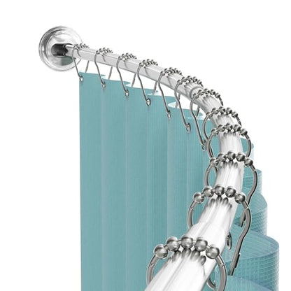 Zenna Home Curved Shower Curtain Rod, No Drill, 50-72 Inch Adjustable Tension Shower Rod for Bathroom, Rustproof, Non-Slip, Adds Room in Shower, Chrome - color: Chrome