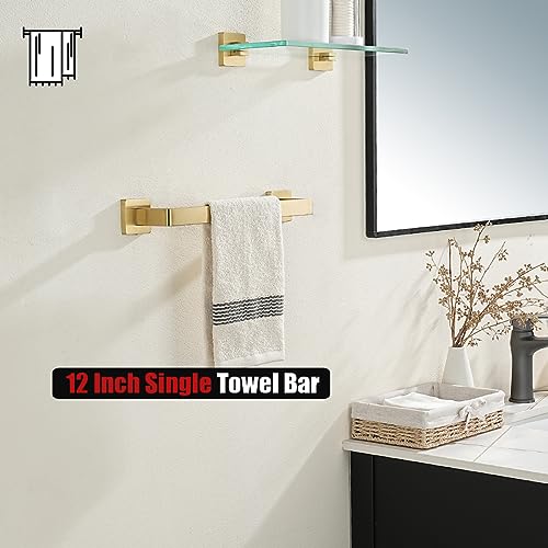JQK Gold Towel Bar, Rounded Edges 18.41 Inch Towel Rack, 304 Stainless Steel Bathroom Wall Mount, Useable Length 16 Inch, TB250L16-BG - color: Brushed Gold, size: 16.41 Inch