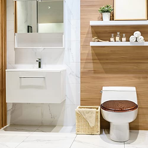 Design House Dalton Round Toilet Seat, Java Brown | Surface, Traditional, Wood, Hardware, 561241-JV - color: Dark Wood