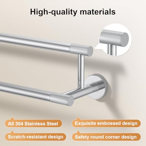 Bath Towel Holders 24 Inch, Chrome Polished SUS304 Stainless Steel Towel Racks for Bathroom - Wall Mounted Bathroom Towel Racks - color: Chrome Polished