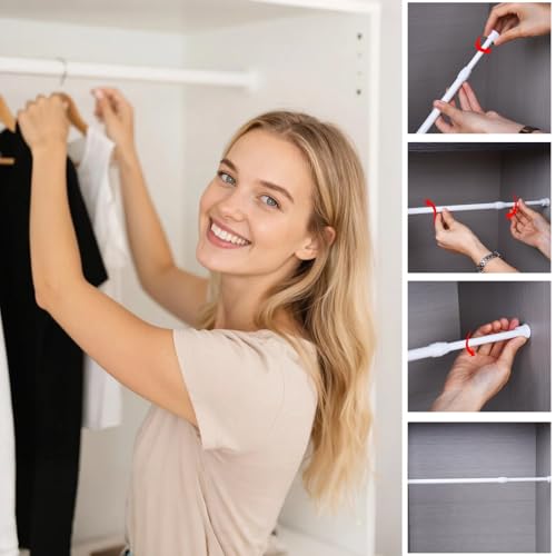 Bettli Spring Loaded Curtain Tension Rod Bit Holder Extensions 12-20 inches (White 2) - color: White 2