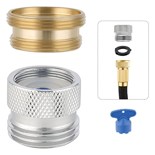 Hibbent Faucet to Garden Hose Adapter Kit, Female to Male Sink Brass Garden Hose Attachment with Washer & Aerator Key, Chrome - color: Chrome
