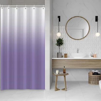 Ombre Lavender Stall RV Shower Curtain with Hooks 36x72inches | Machine Washable Waterproof, Modern Solid Boho Gradient, Bathroom Dorm Hotel Room Divider, Easy to Install, Window Curtain - color: Lavender, size: 36"W x 72"L (Pack of 1)
