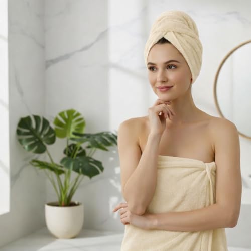 8 Piece Bath Towels for Bathroom Set - 100% Cotton, Soft Absorbent Bathroom Towels Set - 2 Extra Large Bath Towels, 2 Hand Towels & 4 Washcloths - Hotel Spa Thick Plush Towel, Cream - color: Cannoli Cream (Pack 0f 8)