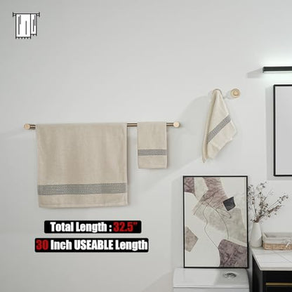 JQK Bath Towel Bar Champagne Bronze, 32.5 Inch 304 Stainless Steel Thicken 0.8mm 2 Pieces Towel Rack Bathroom Wall Mount, Useable Length 30 Inch, TB610L30-CB - color: Champagne Bronze, size: 32.5 Inch