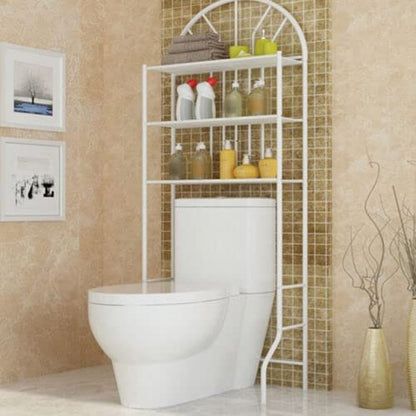 3-Tier Over The Toilet Storage Rack, Bathroom Storage Towel Rack Shelf Metal Iron Space Saver 69.7 x 25.6 x 13.4 Inches, Free Standing Metal Frame Shelf Organizer for Home Bathroom Laundry,White