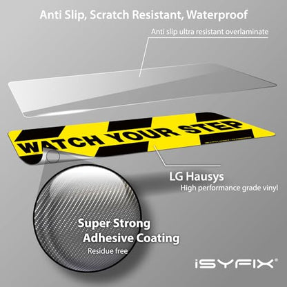 iSYFIX Watch Your Step Floor Decals Stickers, 10x5 Inch, 6 Pack | Self-Adhesive Vinyl, Laminated Anti-Slip, Water Resistance, Indoor & Outdoor - size: 10x5 inch