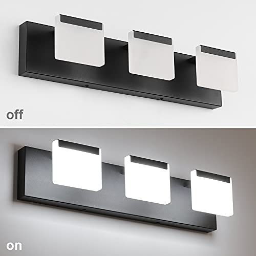 Ralbay LED Modern Black Vanity Light 3 Light Acrylic Matte Black Bathroom Vanity Wall Light Modern Black Bathroom Vanity Lighting Fixtures - color: Black, size: 3-Light