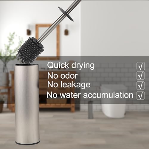 Toilet Brush and Holder,Stainless Steel Toilet Brushes for Bathroom with Holder 2pack Brushed Nickel - color: Brushed Nickel